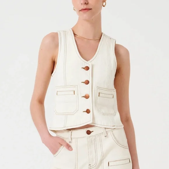 seventy + mochi Bea Vest in Ecru Size 4 - Picture 7 of 7